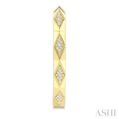 1/10 Ctw 3-D Geometric Shape Round Cut Diamond Fashion Hoop Earring in 10K Yellow Gold