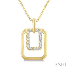 1/10 Ctw Nested Octagonal Frame Round Cut Diamond Fashion Drop Petite Pendant With Chain in 10K Yellow Gold