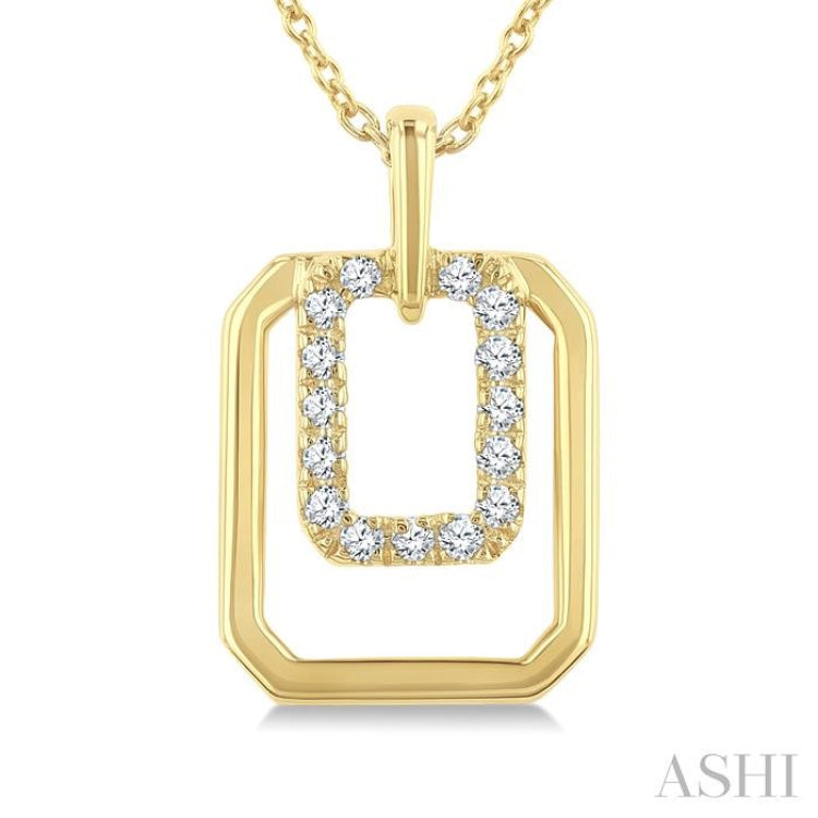 1/10 Ctw Nested Octagonal Frame Round Cut Golden Glow Diamond Fashion Drop Petite Pendant With Chain in 10K Yellow Gold