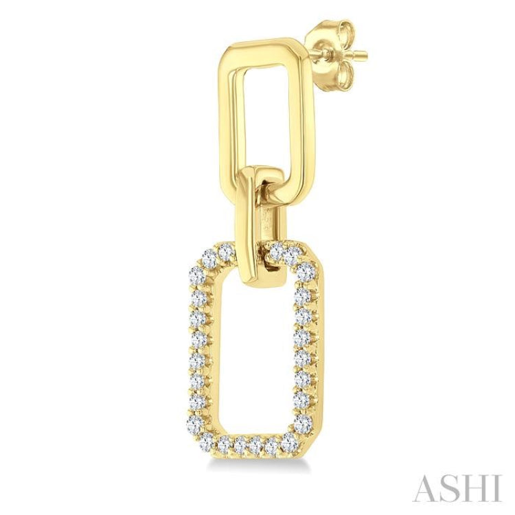 1/3 Ctw Octagonal Shape Link Round Cut Diamond Fashion Earrings in 10K Yellow Gold