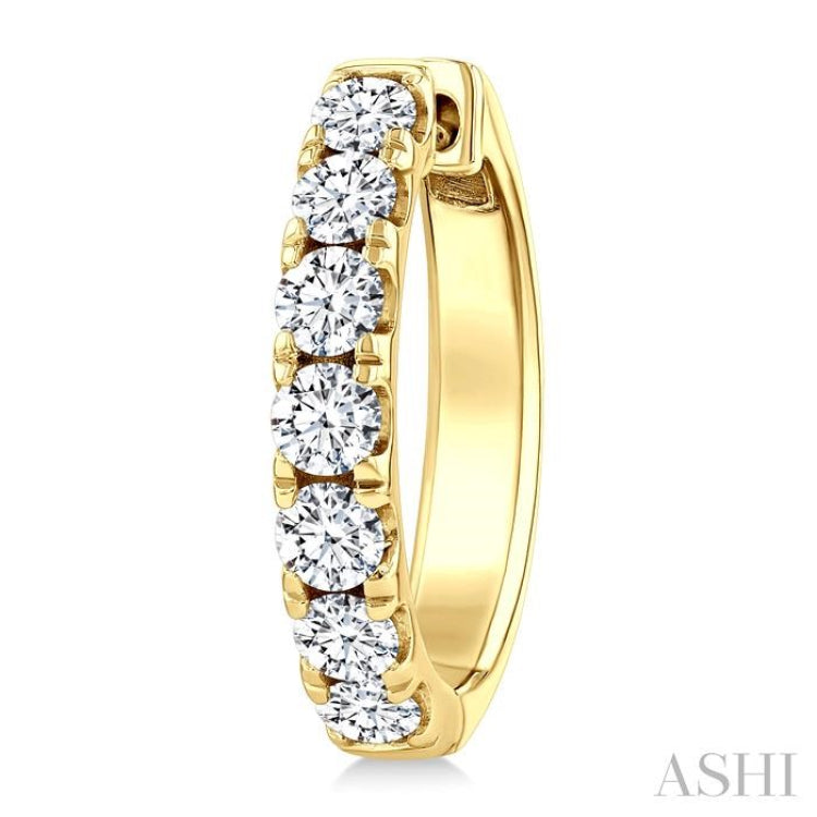 1 1/2 Ctw Round Cut Diamond Fashion Hoop Earring in 14K Yellow Gold