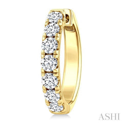 1 1/2 Ctw Round Cut Diamond Fashion Hoop Earring in 14K Yellow Gold