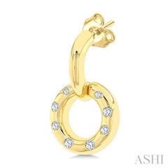 1/6 Ctw Suspended Circle Round Cut Diamond Fashion Earring in 10K Yellow Gold