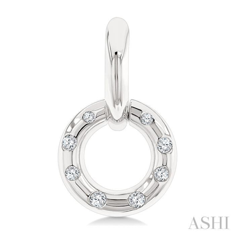 1/6 Ctw Suspended Circle Round Cut Diamond Fashion Earring in 10K White Gold