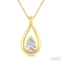 1/3 Ctw Nested Tear Drop Pear Cut Diamond Fashion Pendant With Chain in 14K Yellow Gold