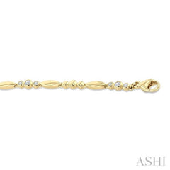 1/4 Ctw Marquise & Trio Circular Mount Round Cut Diamond Fashion Bracelet in 10K Yellow Gold