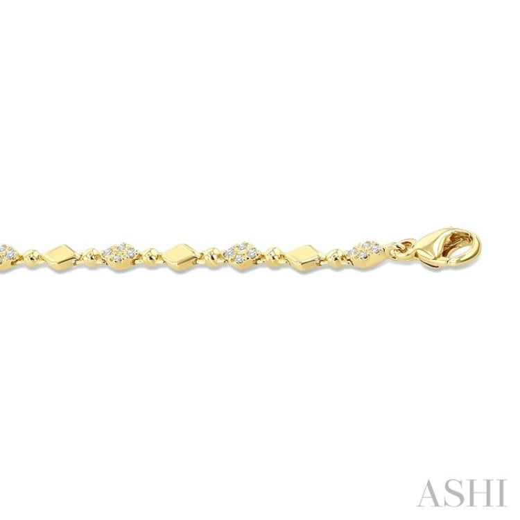 1/4 Ctw Kite Mount & Bead Link Round Cut Bead Bijoux Diamond Fashion Bracelet in 10K Yellow Gold