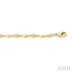 1/4 Ctw Kite Mount & Bead Link Round Cut Diamond Fashion Bracelet in 10K Yellow Gold