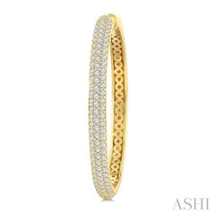 1 1/2 Ctw 3-Row Pave Set Round Cut Diamond Fashion Hoop Earring in 14K Yellow Gold