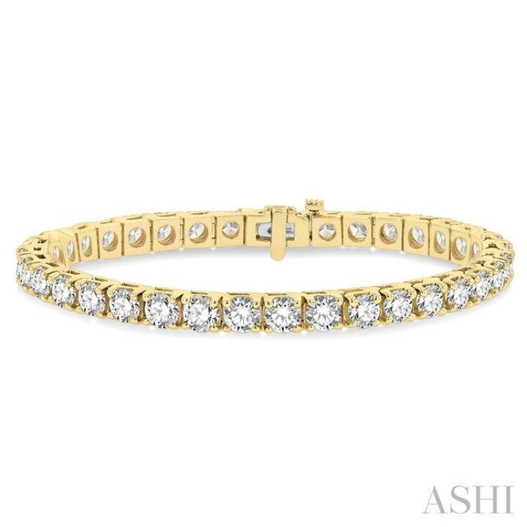 12 Ctw Square Shape Round Cut Diamond Tennis Bracelet in 14K Yellow Gold