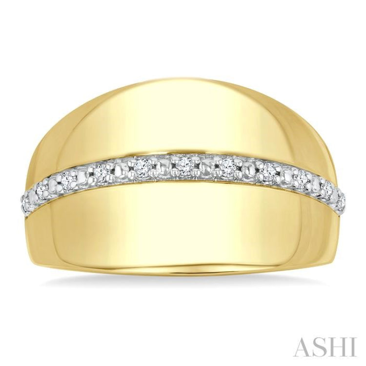 1/10 Ctw Bold Round Cut Diamond Panel Fashion Ring in Yellow Gold Vermeil