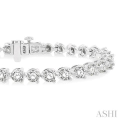 9 Ctw Round Cut Diamond 3-Prong Tennis Bracelet in 14K White Gold