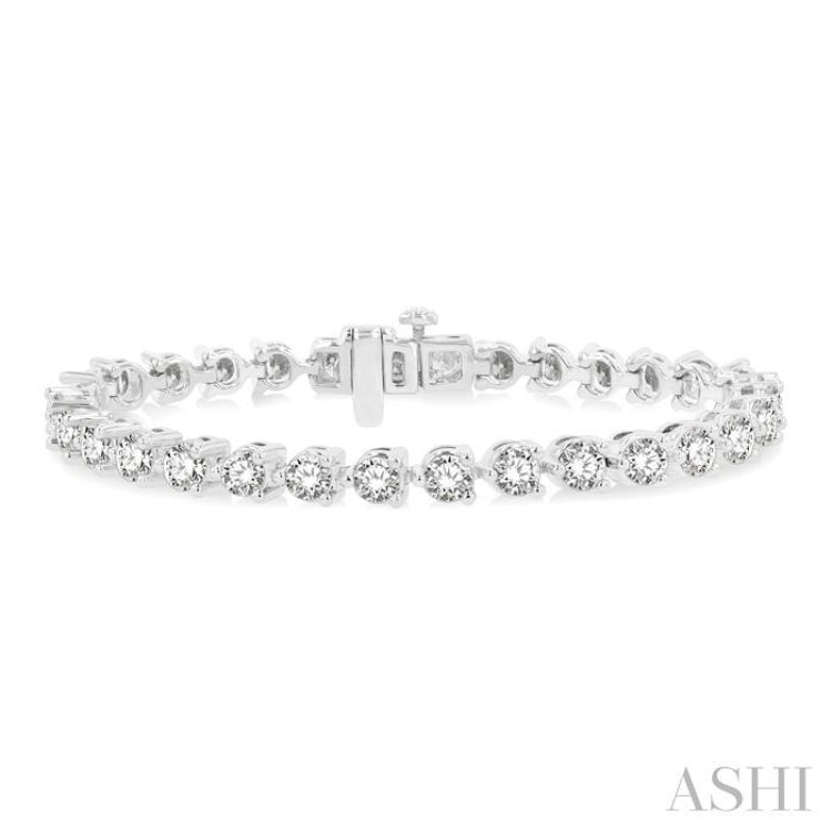 10 Ctw Round Cut Diamond 3-Prong Tennis Bracelet in 14K White Gold