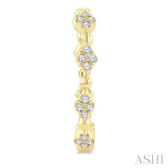 1/6 Ctw Kite Shape Motif and Ball Bead Link Round Cut Diamond Fashion Hoop Earring in 10K Yellow Gold