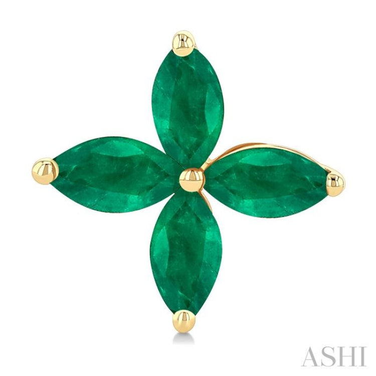 5X2.5 MM Marquise Shape Emerald Floral Precious Earrings in 10K Yellow Gold