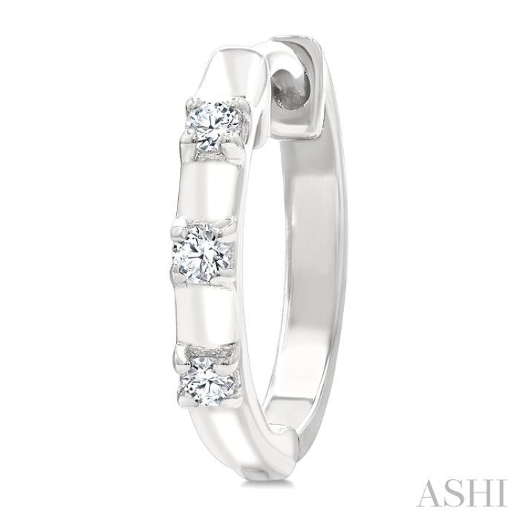 1/10 Ctw Round Cut Diamond Petite Huggie Earrings in 10K White Gold