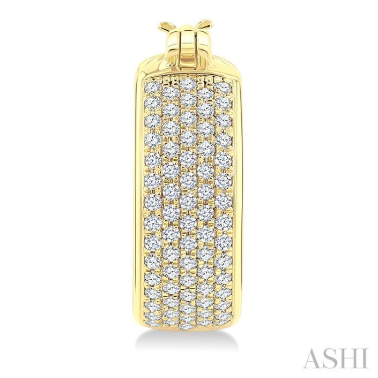 3/4 Ctw Five-Row Pave Set Round Cut Diamond Fashion Huggies in 14K Yellow Gold