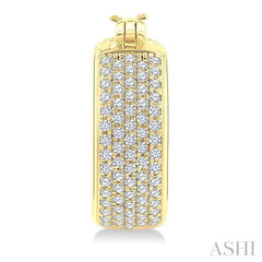 3/4 Ctw Five-Row Pave Set Round Cut Diamond Fashion Huggies in 14K Yellow Gold