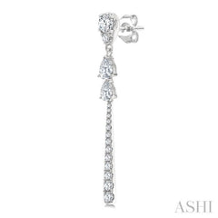 7/8 Ctw Pear and Round Cut Diamond Dangle Fashion Long earrings in 14K White Gold