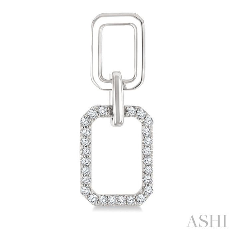 1/3 Ctw Octagonal Shape Link Round Cut Diamond Fashion Earring in 10K White Gold