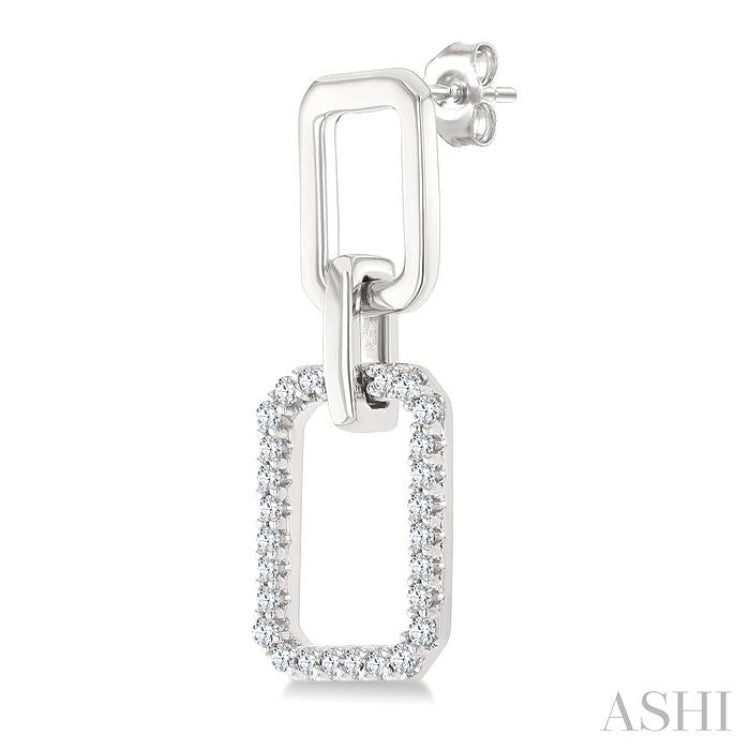 1/3 Ctw Octagonal Shape Link Round Cut Diamond Fashion Earring in 10K White Gold