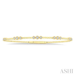 1/2 Ctw Three Stone Bezel Set Round Cut Diamond Flex Bangle in 14K Yellow Gold