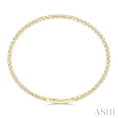3 Ctw Round Cut Diamond Fullway Straight Flex Bangle in 14K Yellow Gold