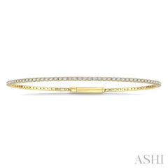 1 Ctw Round Cut Diamond Fullway Straight Flex Bangle in 14K Yellow Gold