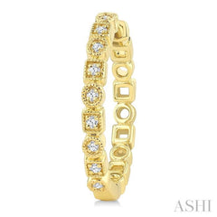 1/8 Ctw Geometric Carving Round Cut Diamond Fashion Hoop Earring in 10K Yellow Gold