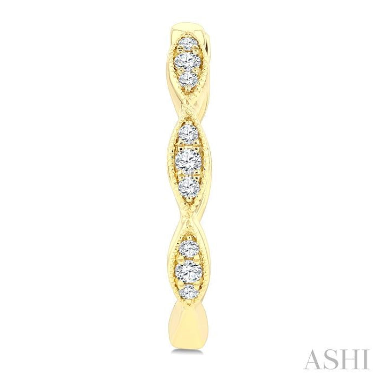 1/6 Ctw Marquise Shape Carving Round Cut Diamond Fashion Hoop Earring in 10K Yellow Gold