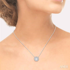 1/3 Ctw Rose Cut Diamond Pendant in 14K White Gold with chain