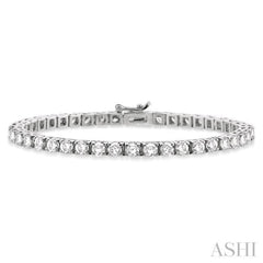 9 Ctw Square Shape Round Cut Diamond Tennis Bracelet in 14K White Gold