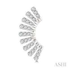 1/3 Ctw Bar-Shaped Accent Arc Round Cut Diamond Fashion Ear Climber in 14K White Gold
