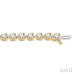 8 Ctw 3 Prong Round Cut Diamond Tennis Bracelet in 14K Yellow Gold