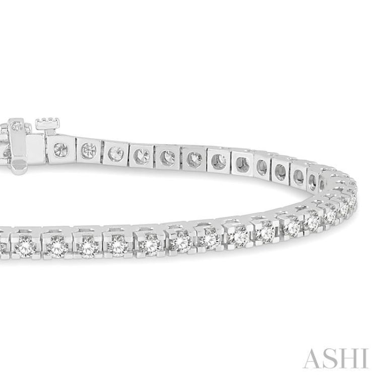 3 Ctw Square Shape Round Cut Diamond Tennis Bracelet in 14K White Gold