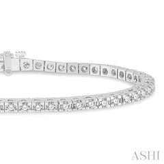 3 Ctw Square Shape Round Cut Diamond Tennis Bracelet in 14K White Gold