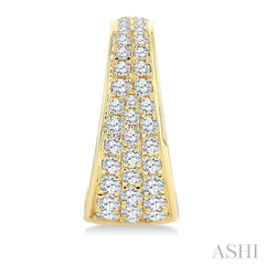 1 1/2 Ctw Wide Base Pave Set Round Cut Diamond Fashion Half Hoop Earrings in 14K Yellow Gold