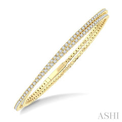 3 Ctw Round Cut Diamond Double Row Fashion Bangle in 14K Yellow Gold