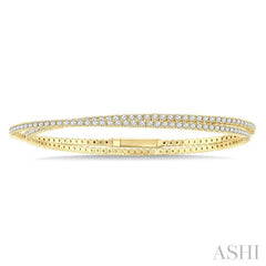 3 Ctw Round Cut Diamond Double Row Fashion Bangle in 14K Yellow Gold