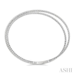 3 Ctw Crisscross Double Row Round Cut Diamond Fashion Bangle in 14K White Gold