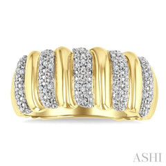 1/10 Ctw Bold Ribbed Swirl Round Cut Diamond Fashion Wide Band in Yellow Gold Vermeil