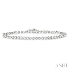 3 Ctw Round Cut Diamond 3-Prong Tennis Bracelet in 14K White Gold