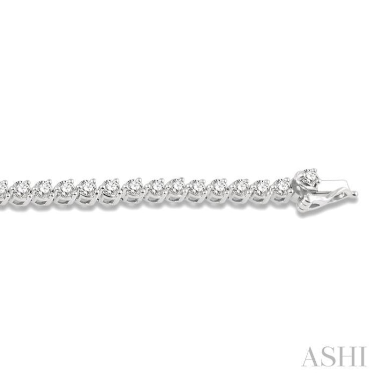 3 Ctw Round Cut Diamond 3-Prong Tennis Bracelet in 14K White Gold