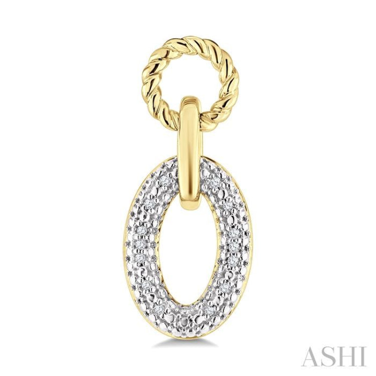 1/10 Ctw Oval Shaped Open Window Link Round Cut Diamond Earring in Yellow Gold Vermeil
