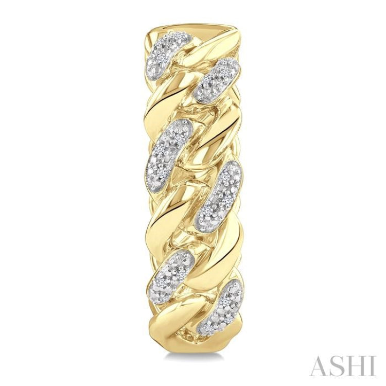 1/10 Ctw Round Cut Diamond Cuban Link Hoop Earring in Yellow Gold Vermeil