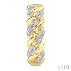 1/10 Ctw Round Cut Diamond Cuban Link Hoop Earring in Yellow Gold Vermeil
