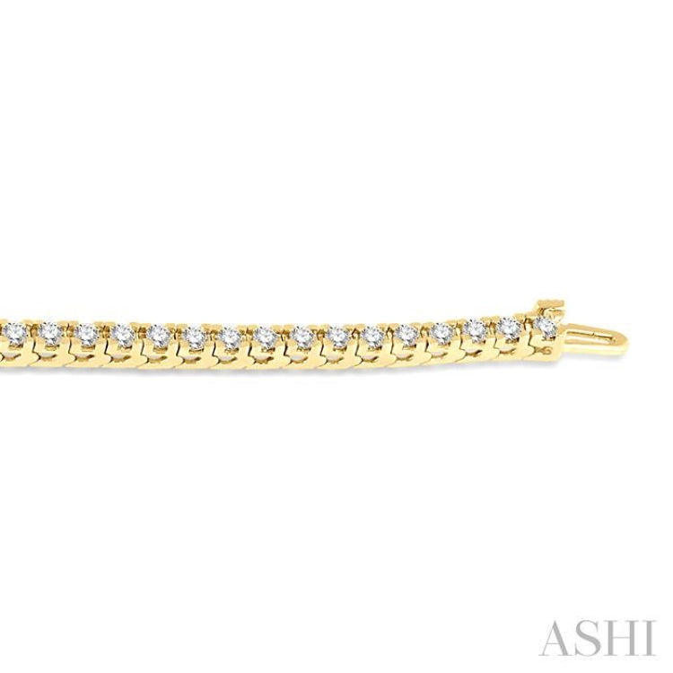 3 Ctw Square Shape Round Cut Diamond Tennis Bracelet in 14K Yellow Gold