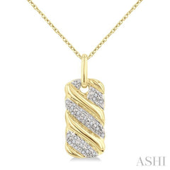 1/10 Ctw Bold Ribbed Swirl Round Cut Diamond Fashion Pendant With Chain in Yellow Gold Vermeil