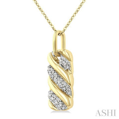 1/10 Ctw Bold Ribbed Swirl Round Cut Diamond Fashion Pendant With Chain in Yellow Gold Vermeil