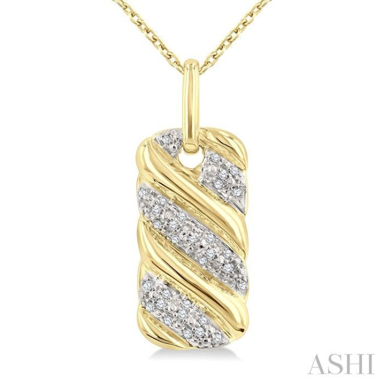 1/10 Ctw Bold Ribbed Swirl Round Cut Diamond Fashion Pendant With Chain in Yellow Gold Vermeil